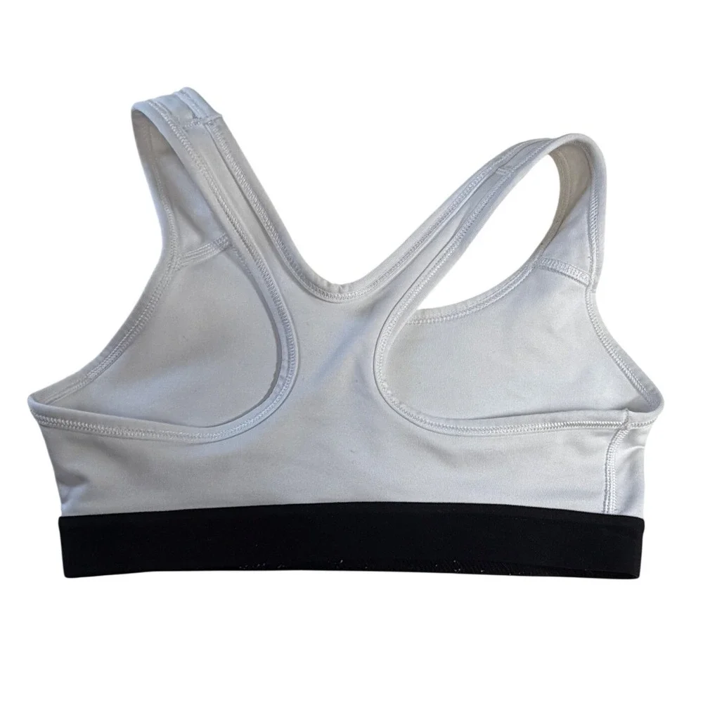 Nike Dri-FIT Girls Sports Bra White Black Racerback Size‎ Medium M Athletic Top
